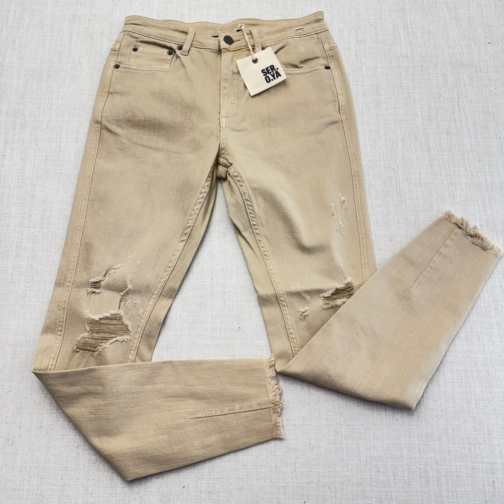 Ser.o.ya Diego Skinny Jeans‎ Sand Dune Distressed Frayed Hem 1487-24 Size 28